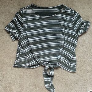 Cute tie front cropped shirt